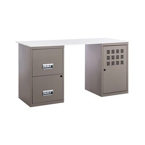 LES TENDANCES Bureau Métal Taupe 1 Colonne De 2 Tiroirs 1 Casier à Porte Logis 4 LES TENDANCES Bureau Métal Taupe 1 Colonne De 2 Tiroirs 1 Casier à Porte Logis – Image 2