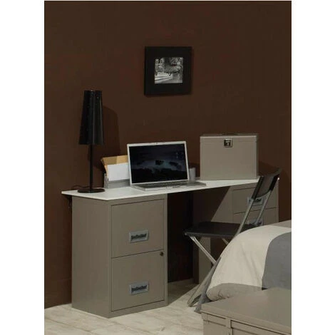 LES TENDANCES Bureau Métal Taupe 1 Colonne De 2 Tiroirs 1 Casier à Porte Logis 7 LES TENDANCES Bureau Métal Taupe 1 Colonne De 2 Tiroirs 1 Casier à Porte Logis – Image 5