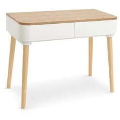 LES TENDANCES Bureau Droit Bois Clair Et Blanc Skondu