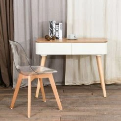 LES TENDANCES Bureau Droit Bois Clair Et Blanc Skondu -France Bureau Soldes 2022 40646035 5