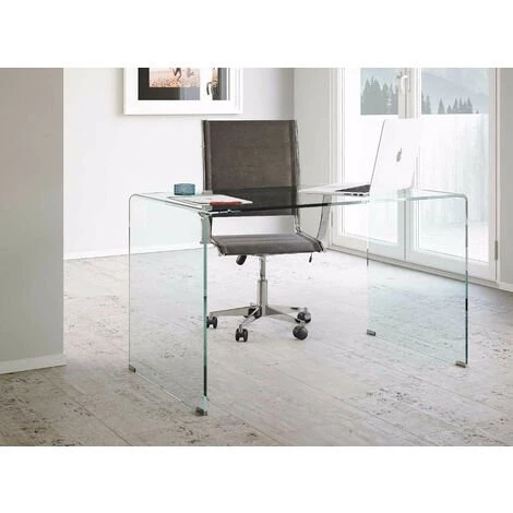 LES TENDANCES Bureau Design Verre Trempé Saki 120 Cm 3 LES TENDANCES Bureau Design Verre Trempé Saki 120 Cm