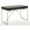 LES TENDANCES Bureau 3 Tiroirs Bois Massif Noir Et Pieds Métal Doré Bar