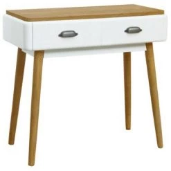 LES TENDANCES Bureau 2 Tiroirs Bois Blanc Et Clair Haziel