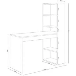 Bureau Avec étagère Intégrée Coloris Blanc Artic / Chêne Canadien - Hauteur 144 X Longueur 120 X Profondeur 53 Cm -PEGANE- -France Bureau Soldes 2022 40745010 3