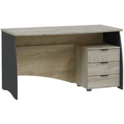 Bureau Avec Caisson De 3 Tiroirs Coloris Chêne Nœuds Alaska / Gris Anthracite - Hauteur 74 X Largeur 136 X Profondeur 67 Cm -PEGANE- -France Bureau Soldes 2022 40745073 4