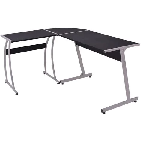 VidaXL Bureau D'Angle En Forme De L Noir - Noir 3 VidaXL Bureau D'Angle En Forme De L Noir - Noir