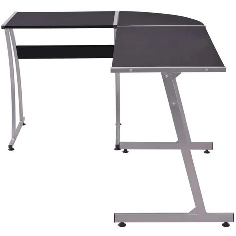 VidaXL Bureau D'Angle En Forme De L Noir - Noir 4 VidaXL Bureau D'Angle En Forme De L Noir - Noir – Image 2