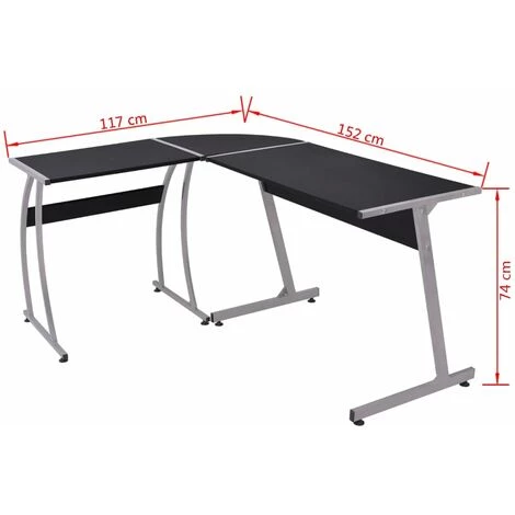 VidaXL Bureau D'Angle En Forme De L Noir - Noir 7 VidaXL Bureau D'Angle En Forme De L Noir - Noir – Image 5
