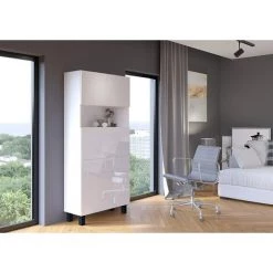 BIM FURNITURE HOMI - Bureau Pliant, Blanc Mat/Blanc Brillant - BLANC MAT / BLANC BRILLANT -France Bureau Soldes 2022 40983999 3