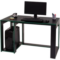 Bureau HHG-834, Bureau Informatique Table De Bureau, 120x60x76cm ~ Noir-vert -France Bureau Soldes 2022 41303367 2