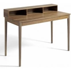 LES TENDANCES Secrétaire 3 Niches Bois Plaqué Noyer Koza