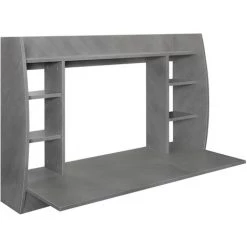 ML-DESIGN Bureau Mural Table D'ordinateur étagères Et Plateau MDF Gris Béton 110x75x48 Cm