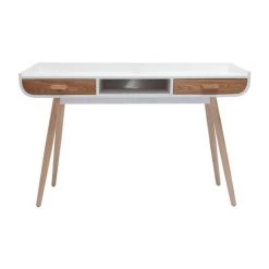 MILIBOO Bureau Scandinave Blanc Et Bois Clair HALLEN - Bois Clair / Blanc