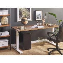 BELIANI Table à Hauteur Ajustable En Acier Bois Foncé - Bois Foncé 7 BELIANI Table à Hauteur Ajustable En Acier Bois Foncé - Bois Foncé -France Bureau Soldes 2022 41401197 2