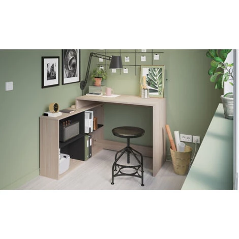 Bureau D'angle Finition Chêne Brosse/noir Mat - 111,9 X 76,7 X 100,7 Cm -PEGANE- 6 Bureau D'angle Finition Chêne Brosse/noir Mat - 111,9 X 76,7 X 100,7 Cm -PEGANE- – Image 4