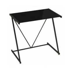 WADIGA Bureau En Métal Et Verre Noir - 80x50x79cm - Noir