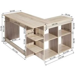 HOMYLIN Bureau Informatique Avec 6 Compartiments De Rangement En MDF L 120cm -France Bureau Soldes 2022 41957380 4