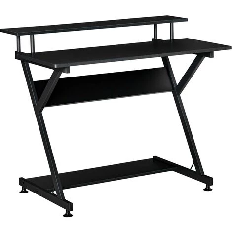 HOMCOM Bureau Informatique Gamer Avec étagères Dim. 100L X 60l X 85,5H Cm MDF Métal Noir - Noir 3 HOMCOM Bureau Informatique Gamer Avec étagères Dim. 100L X 60l X 85,5H Cm MDF Métal Noir - Noir