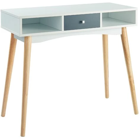 BAïTA Bureau BABETTE Blanc Et Gris Anthracite 1 Tiroir Et 2 Niches - Blanc 6 BAïTA Bureau BABETTE Blanc Et Gris Anthracite 1 Tiroir Et 2 Niches - Blanc – Image 4