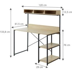 BAïTA Bureau MOLLY Effet Chêne Et Métal 120cm - Bois -France Bureau Soldes 2022 42332846 3