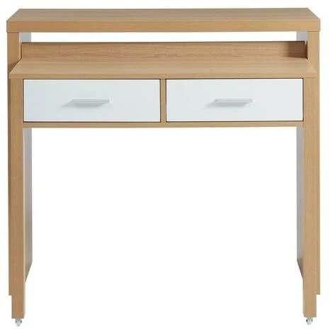 BAïTA Bureau Extensible STUDIO Blanc Et Effet Chêne 2 Tiroirs - Bois 3 BAïTA Bureau Extensible STUDIO Blanc Et Effet Chêne 2 Tiroirs - Bois