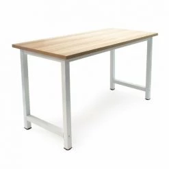 HELLOSHOP26 Bureau Ordinateur Pc Table De Travail Meuble Cuisine 120 Cm Métal Marron - Marron