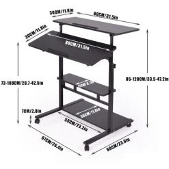 Bureau D'ordinateur Portable à Roulettes Station De Travail Table Réglable En Hauteur A Coxolo -France Bureau Soldes 2022 42502030 4