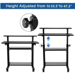 Bureau D'ordinateur Portable à Roulettes Station De Travail Table Réglable En Hauteur A Coxolo -France Bureau Soldes 2022 42502030 5