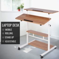 Bureau D'ordinateur Portable à Roulettes Station De Travail Table Réglable En Hauteur (blanc) Coxolo -France Bureau Soldes 2022 42502032 3