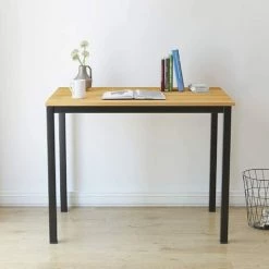 DlandHome Bureau Informatique D'ordinateur En Bois Postes De Travail Table D’étude/d'écriture/à Manger Pour Maison/Bureau, 100 * 60cm Teck & Noir GCP2AC3-100TB-D -France Bureau Soldes 2022 42537818 2