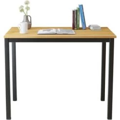 DlandHome Bureau Informatique D'ordinateur En Bois Postes De Travail Table D’étude/d'écriture/à Manger Pour Maison/Bureau, 100 * 60cm Teck & Noir GCP2AC3-100TB-D -France Bureau Soldes 2022 42537818 3