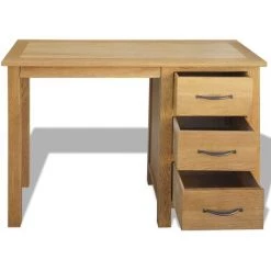VidaXL Bureau Avec 3 Tiroirs 106 X 40 X 75 Cm Bois De Chêne Massif - Brun -France Bureau Soldes 2022 4262515 3