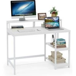 Tribesigns Bureau D'ordinateur Bureau D'¨¦criture Industriel Pour ¨¦tude, Postes De Travail Informatiques Table De Bureau PC Avec Cadre En M¨¦tal, 2 ¨¦tag¨¨res Pour La Maison Et Le Bureau