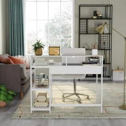 Tribesigns Bureau D'ordinateur Bureau D'¨¦criture Industriel Pour ¨¦tude, Postes De Travail Informatiques Table De Bureau PC Avec Cadre En M¨¦tal, 2 ¨¦tag¨¨res Pour La Maison Et Le Bureau -France Bureau Soldes 2022 42660307 3