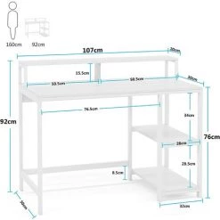 Tribesigns Bureau D'ordinateur Bureau D'¨¦criture Industriel Pour ¨¦tude, Postes De Travail Informatiques Table De Bureau PC Avec Cadre En M¨¦tal, 2 ¨¦tag¨¨res Pour La Maison Et Le Bureau -France Bureau Soldes 2022 42660307 5