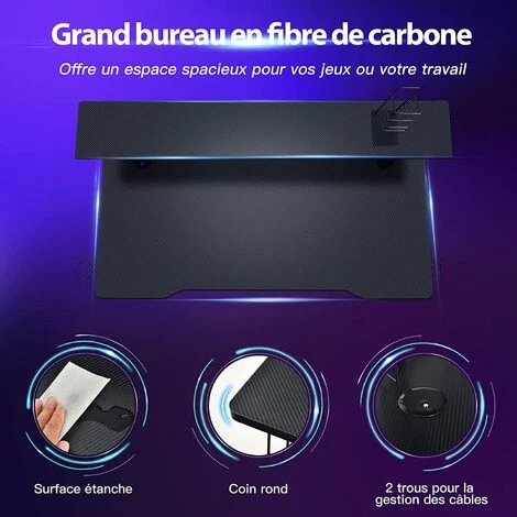 COSTWAY Bureau De Gamer 120 Cm En Forme De Y, Avec Étagère Pour Écran, Porte-manettes, Porte-gobelet Et Crochet Pour Casque, Noir 5 COSTWAY Bureau De Gamer 120 Cm En Forme De Y, Avec Étagère Pour Écran, Porte-manettes, Porte-gobelet Et Crochet Pour Casque, Noir – Image 3