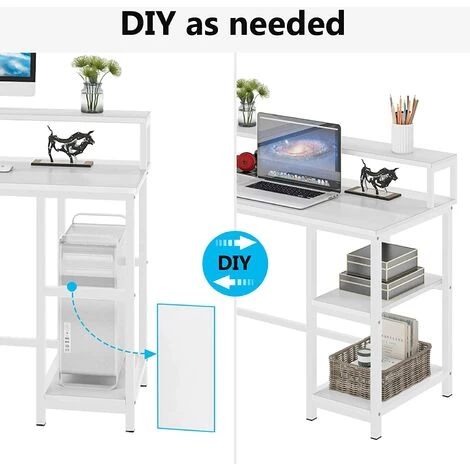 Tribesigns Bureau D'ordinateur Bureau De Jeu Poste De Travail D'¨¦criture En Forme De L Bureau D'¨¦tude D'angle PC Ordinateur Portable Ordinateur Portable Table De Bureau,Blanc 5 Tribesigns Bureau D'ordinateur Bureau De Jeu Poste De Travail D'¨¦criture En Forme De L Bureau D'¨¦tude D'angle PC Ordinateur Portable Ordinateur Portable Table De Bureau,Blanc – Image 3