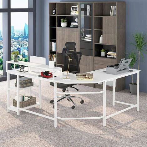 Tribesigns Bureau D'ordinateur Bureau De Jeu Poste De Travail D'¨¦criture En Forme De L Bureau D'¨¦tude D'angle PC Ordinateur Portable Ordinateur Portable Table De Bureau,Blanc 6 Tribesigns Bureau D'ordinateur Bureau De Jeu Poste De Travail D'¨¦criture En Forme De L Bureau D'¨¦tude D'angle PC Ordinateur Portable Ordinateur Portable Table De Bureau,Blanc – Image 4