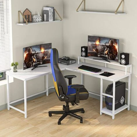 Tribesigns Bureau D'ordinateur Bureau De Jeu Poste De Travail D'¨¦criture En Forme De L Bureau D'¨¦tude D'angle PC Ordinateur Portable Ordinateur Portable Table De Bureau,Blanc 7 Tribesigns Bureau D'ordinateur Bureau De Jeu Poste De Travail D'¨¦criture En Forme De L Bureau D'¨¦tude D'angle PC Ordinateur Portable Ordinateur Portable Table De Bureau,Blanc – Image 5