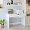 Homfa Bureau Table Pour Ordinateur Travail Table D'étude PC Tableau Bureau Avec 2 Tiroirs Pour Chambre Blanc 108x77x50cm