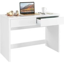 Homfa Bureau Table Pour Ordinateur Travail Table D'étude PC Tableau Bureau Avec 2 Tiroirs Pour Chambre Blanc 108x77x50cm -France Bureau Soldes 2022 42719745 3