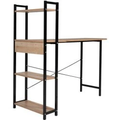 HAPPY GARDEN Bureau Noir Et Bois Avec étagères GUSTAV - Marron -France Bureau Soldes 2022 42815414 4