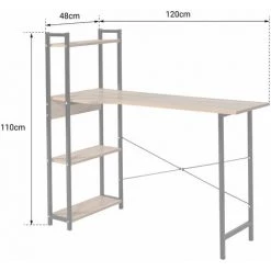 HAPPY GARDEN Bureau Noir Et Bois Avec étagères GUSTAV - Marron -France Bureau Soldes 2022 42815414 5