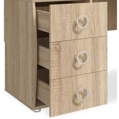 LES TENDANCES Bureau 3 Tiroirs 5 étagères Bois Chêne Clair Marte 125 Cm 9 LES TENDANCES Bureau 3 Tiroirs 5 étagères Bois Chêne Clair Marte 125 Cm -France Bureau Soldes 2022 42833432 4