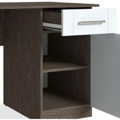 LES TENDANCES Bureau 1 Tiroir 1 Porte Chêne Foncé Et Blanc Essil 120 Cm -France Bureau Soldes 2022 42833433 3