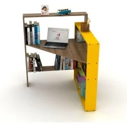 ARGONAUTA Bureau D'angle Gain De Place Jaune Noyer Cm 94 X 94 X 114 H -France Bureau Soldes 2022 42836036 2