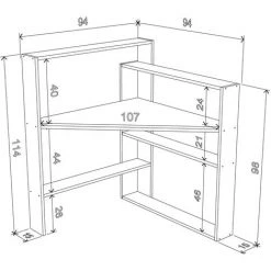 ARGONAUTA Bureau D'angle Gain De Place Jaune Noyer Cm 94 X 94 X 114 H -France Bureau Soldes 2022 42836036 4