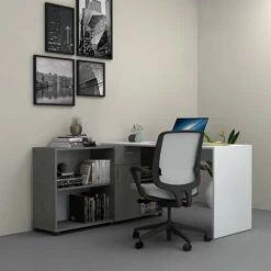 ARGONAUTA Bureau D'angle Réversible En Ciment Blanc MIA 210x60x H74 Cm -France Bureau Soldes 2022 42837298 4