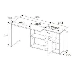 ARGONAUTA ITALIA Bureau Blanc Réversible 4 Compartiments Blancs 210x60xh.74 Cm -France Bureau Soldes 2022 42838339 4