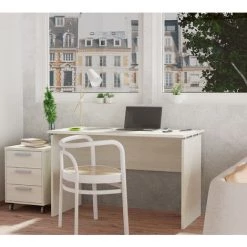 Bureau Coloris Pin/gris Argenté - Hauteur 76 X Longueur 120 X Profondeur 68 Cm -PEGANE- 7 Bureau Coloris Pin/gris Argenté - Hauteur 76 X Longueur 120 X Profondeur 68 Cm -PEGANE- -France Bureau Soldes 2022 42853345 3